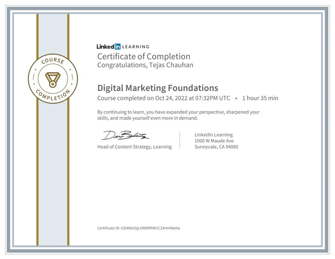 Digital Marketing Foundations certificate