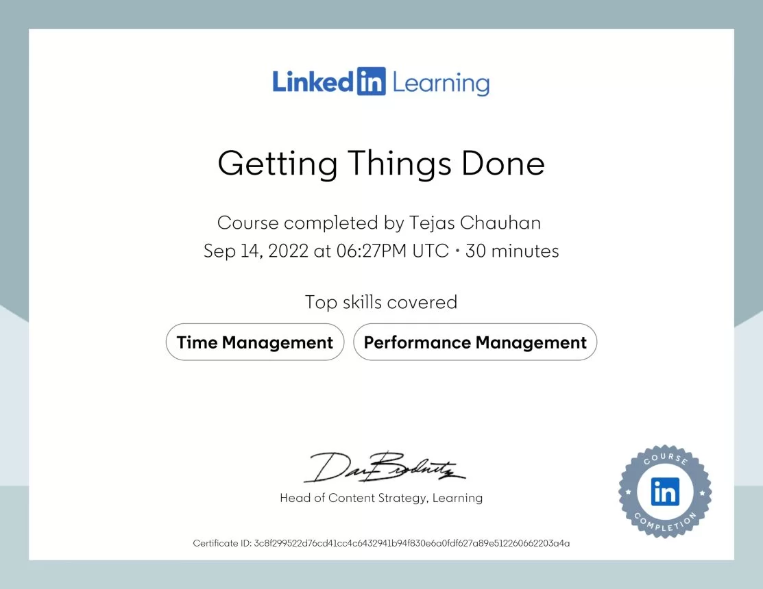 Professional certificate
