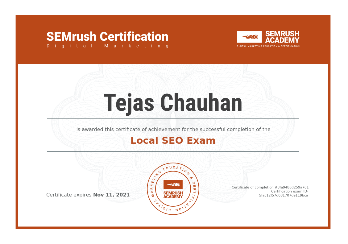 Local SEO certificate